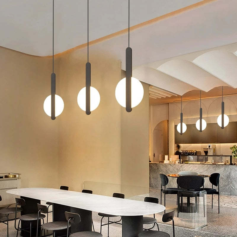 Kori Luminária Pendente LED Moderna Preto/Branco Sala de Estar