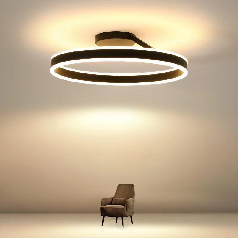 Plafon de Teto Solinor Círculo Moderno, Preto e Branco