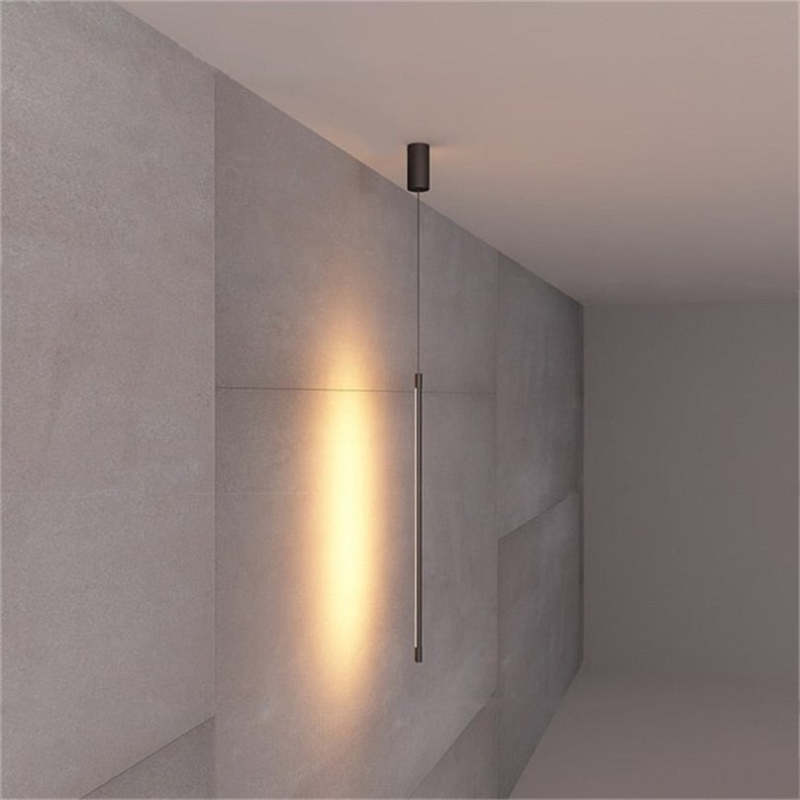 Tavix Luminária Pendente Linear Minimalista de Cabeceira, Preta