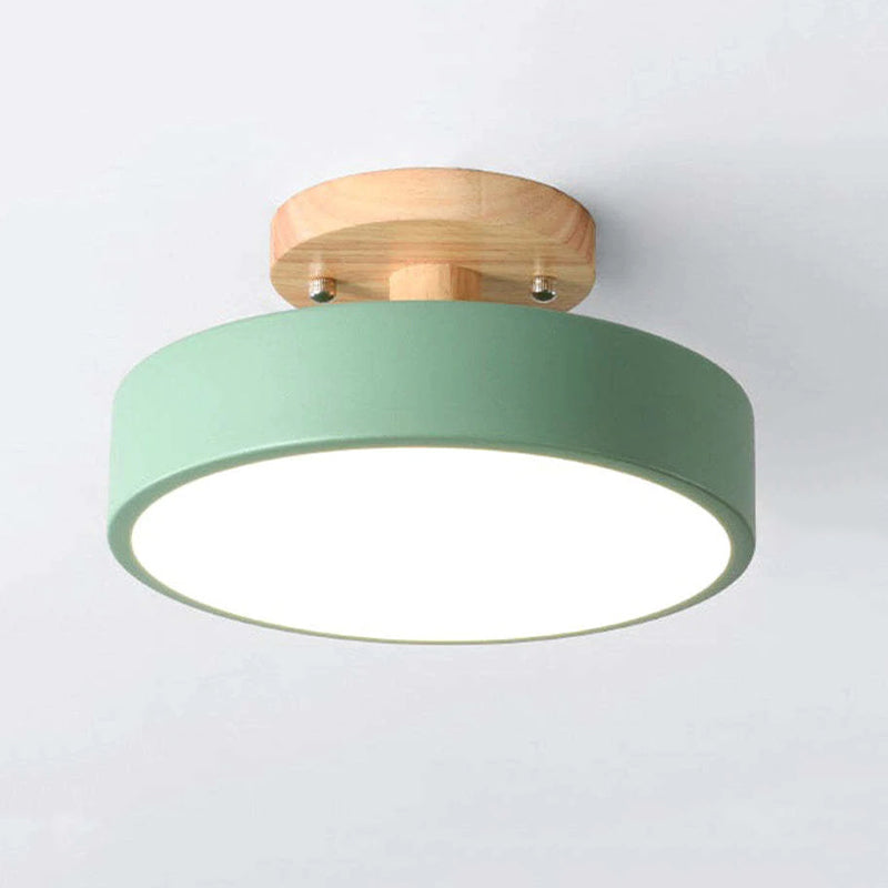 Zera Plafon LED Redondo Moderno de Madeira Colorido