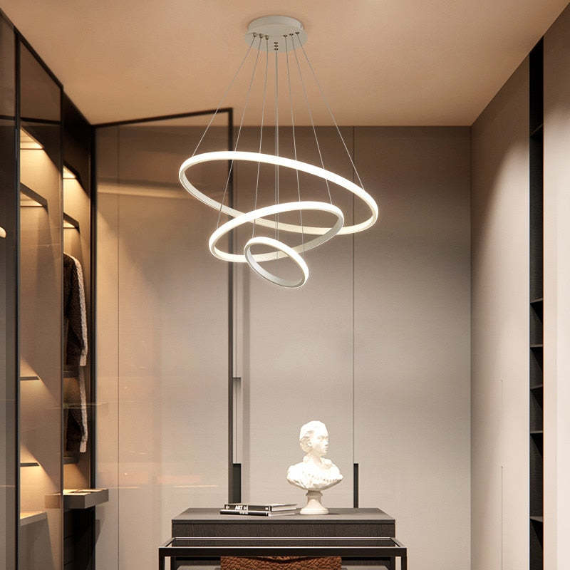 Luminária Pendente de Anel Moderna Tavonex, 2/3/4 Anéis
