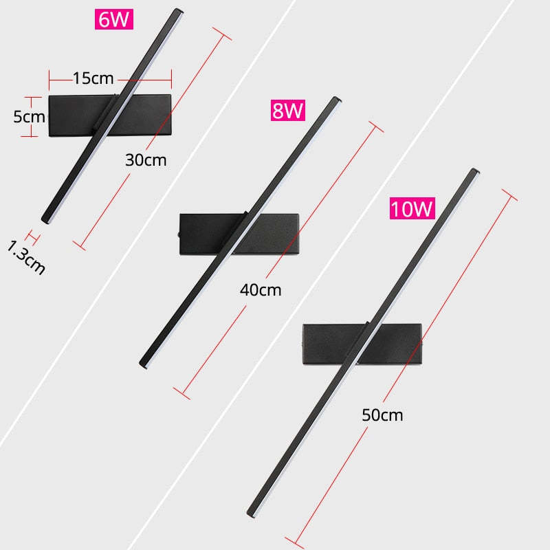 Candeeiro de Parede Rotativo Darin para Quarto, Preto/Branco