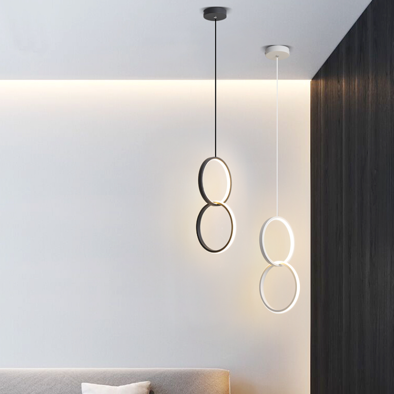 Kori Luminária Pendente LED Moderna Preto/Branco Sala de Estar