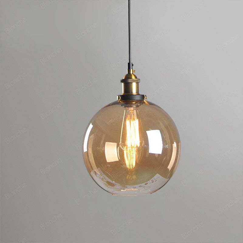 Luminária Pendente de Vidro Industrial Teni Transparente/Âmbar/Cinza Fumê