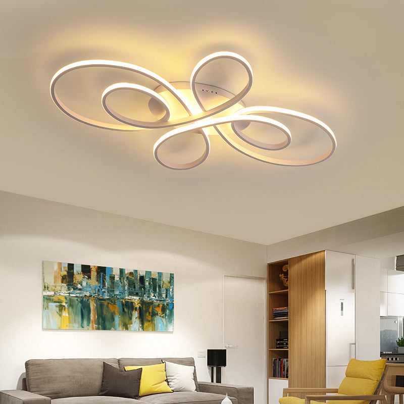 Plafon de Teto Rori Moderno LED com Múltiplos Anéis, Marrom/Branco