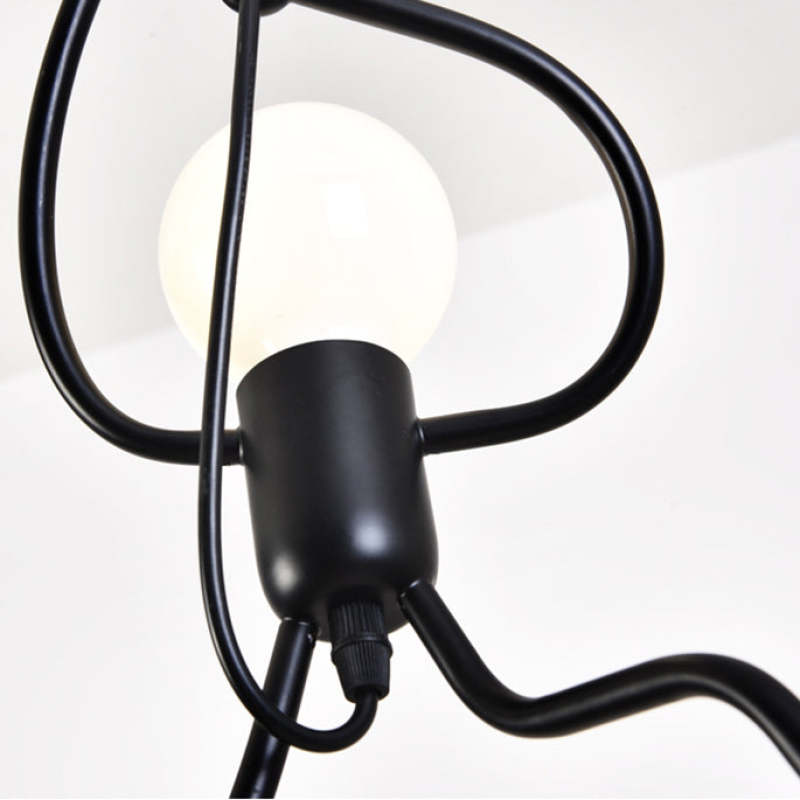 Luminária Pendente Esi Retrô Moderna Homem de Ferro, Preta