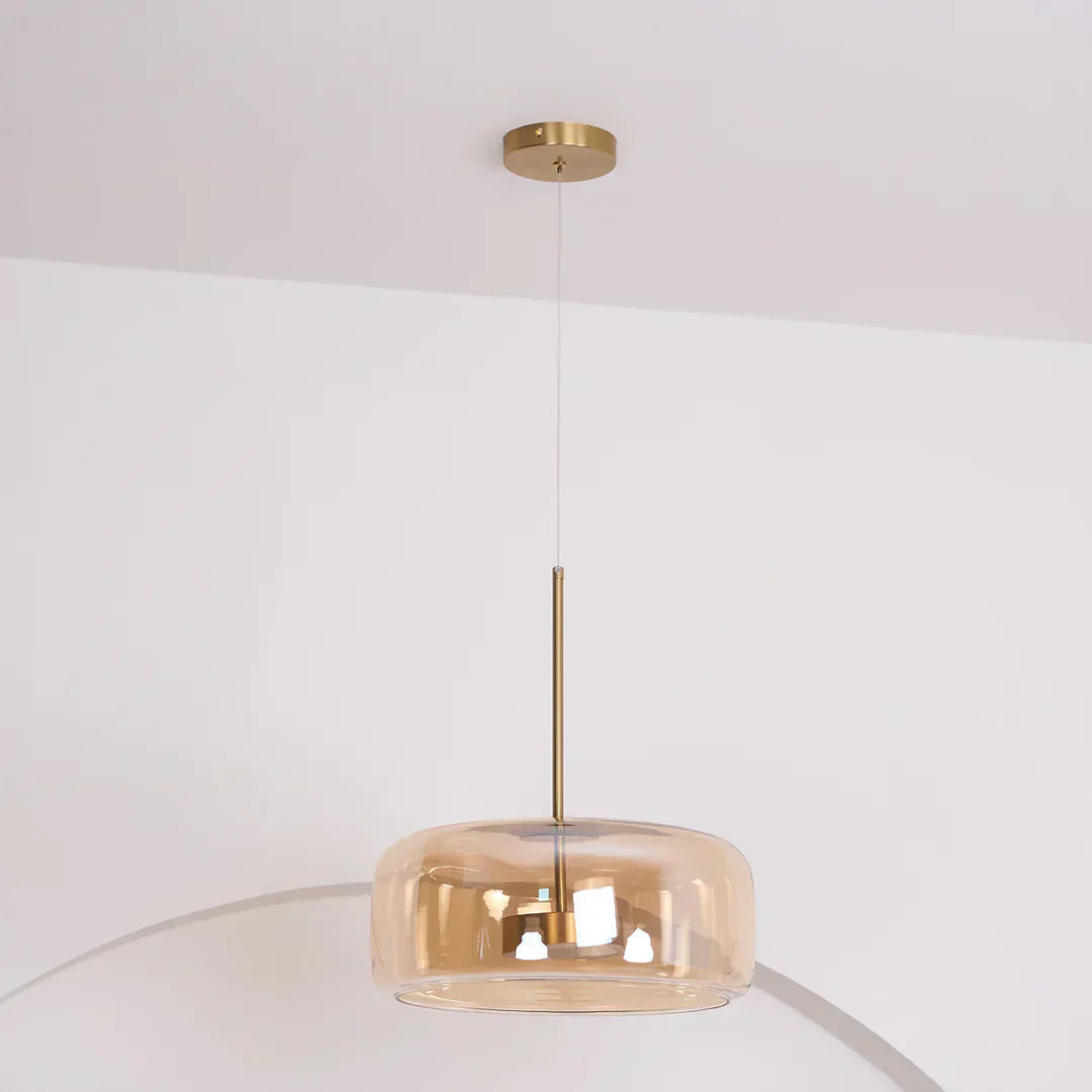 Pendente Lioren de Vidro Moderno Transparente/Fumê/Âmbar