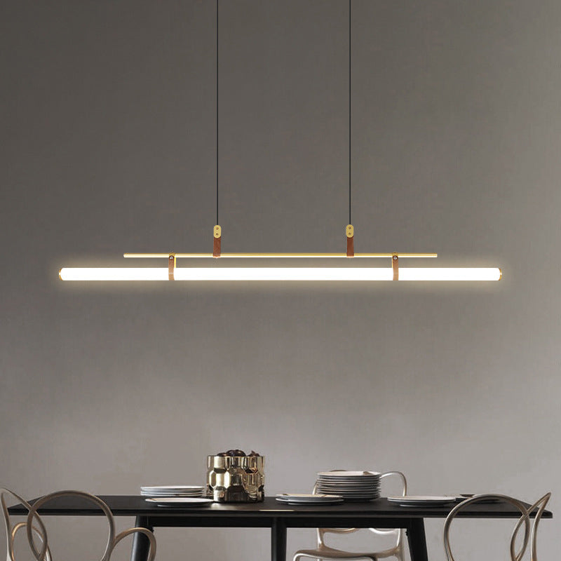 Luminária Pendente Linear Moderna Voren, Preto/Dourado