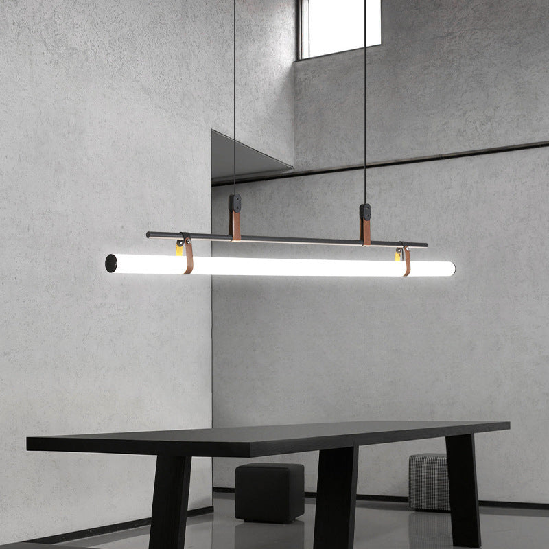 Luminária Pendente Linear Moderna Voren, Preto/Dourado