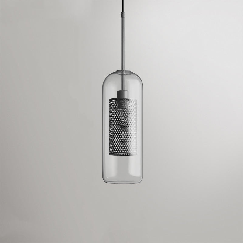 Luminária Pendente Nerel Contemporânea Dourada, Vidro, Globo/Cilíndrica