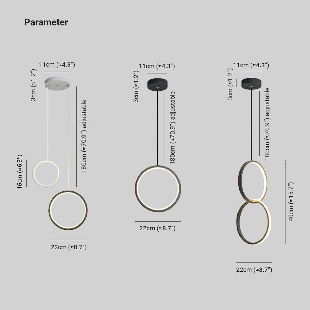 Kori Luminária Pendente LED Moderna Preto/Branco Sala de Estar
