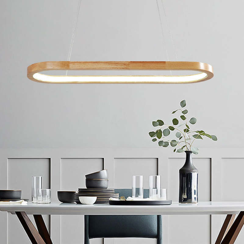 Luminária Pendente Oval de Madeira Contemporânea Lyraen