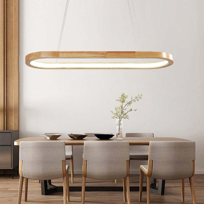 Luminária Pendente Oval de Madeira Contemporânea Lyraen