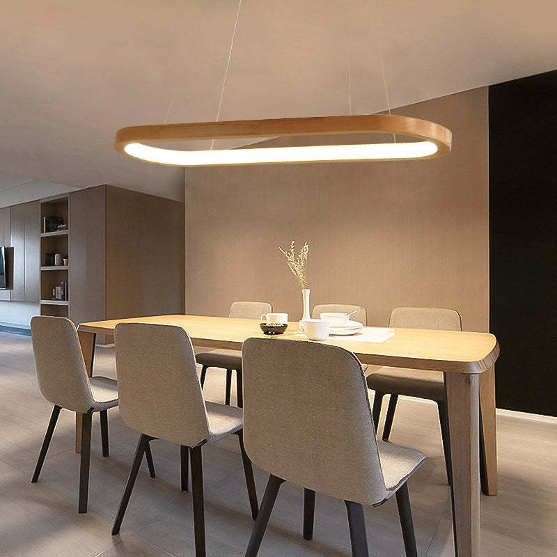 Luminária Pendente Oval de Madeira Contemporânea Lyraen