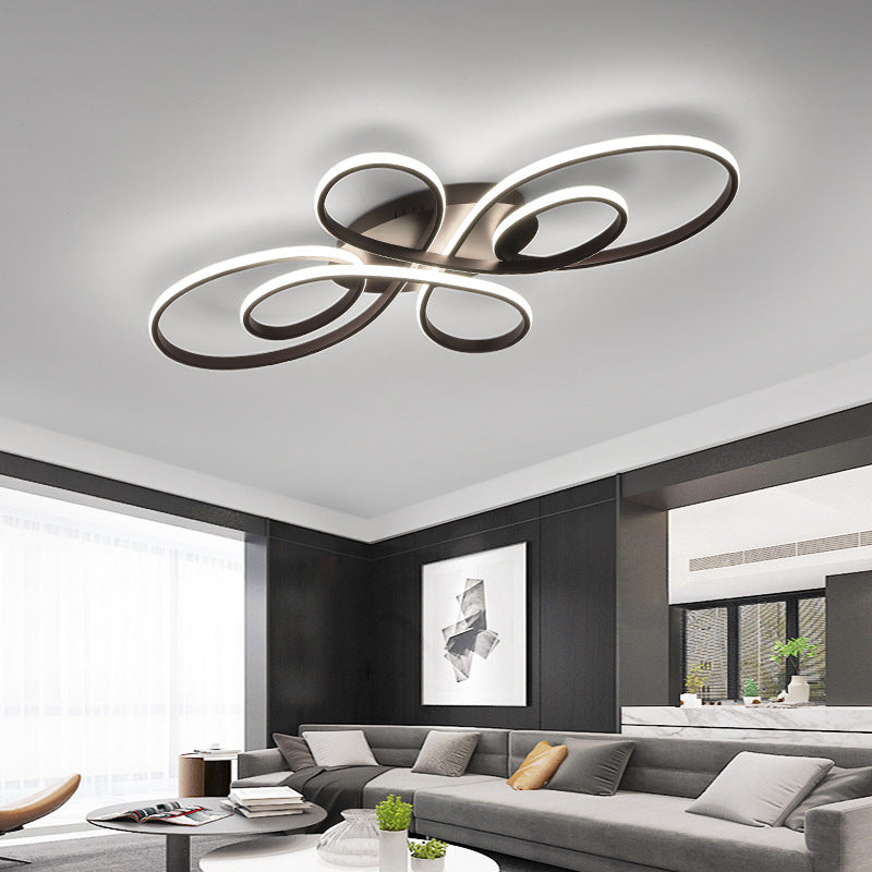 Plafon de Teto Rori Moderno LED com Múltiplos Anéis, Marrom/Branco