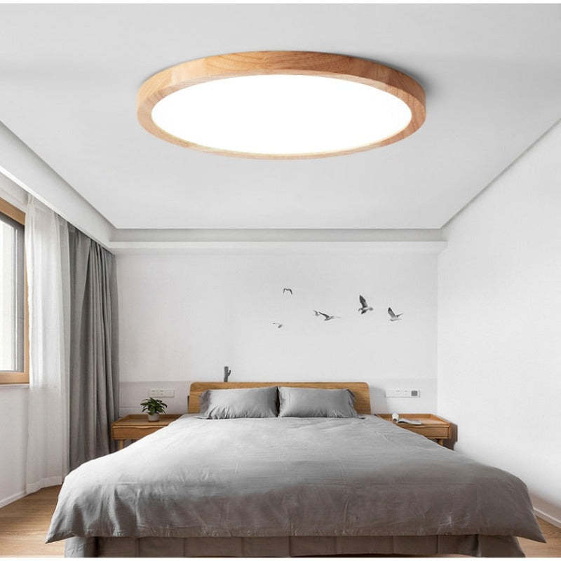 Plafom de Teto Orvix LED Minimalista de Madeira
