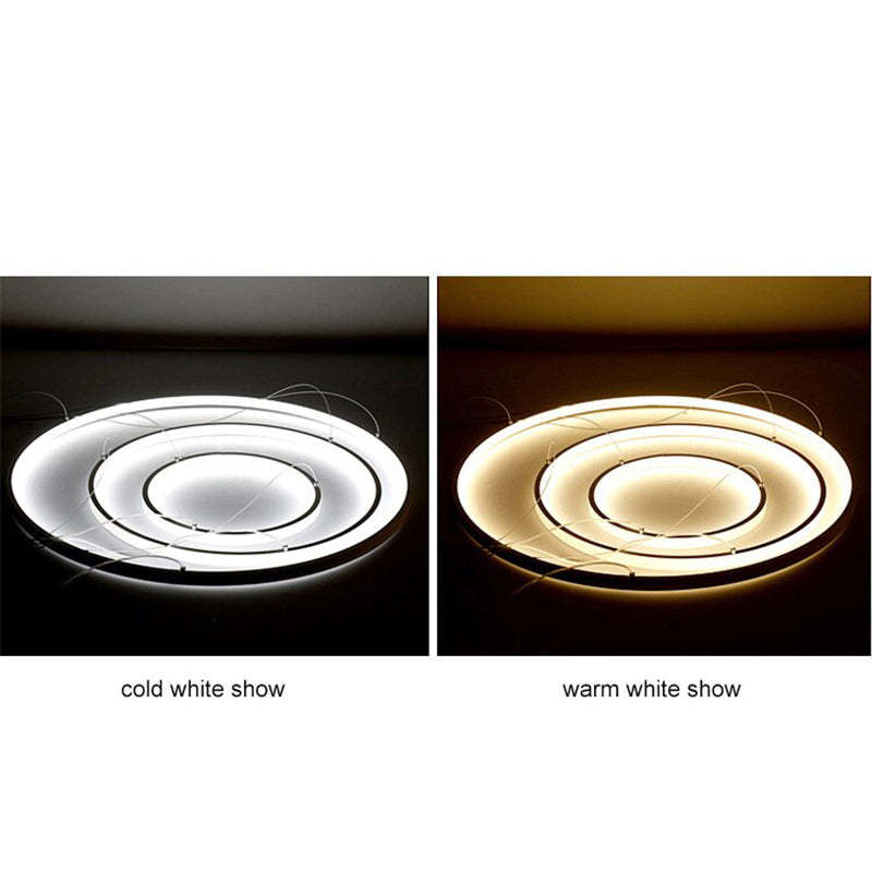 Pendente Toriq, Anel Interno Iluminado, Branco/Preto/Dourado