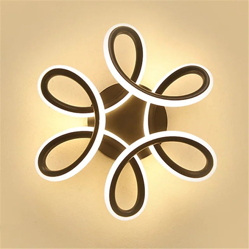 Luminária de Teto Sio Moderna em Forma de Flor, Preto/Branco, Corredor