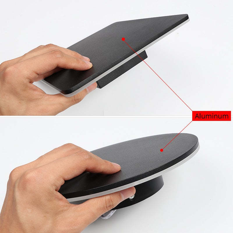 Luminária de Parede Externa LED Dori Minimalista Redonda/Quadrada, Preto/Branco