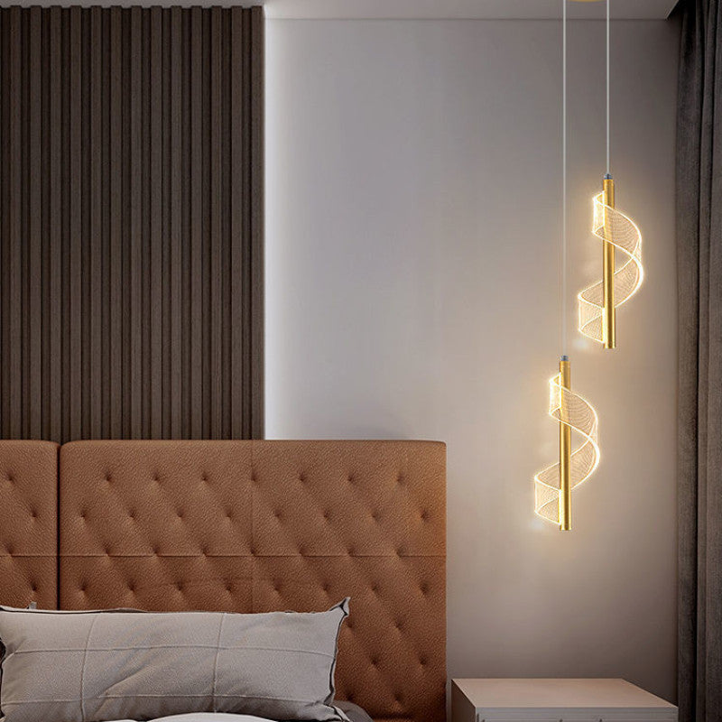 Luminária Pendente Alven Vintage Dourada com Fita