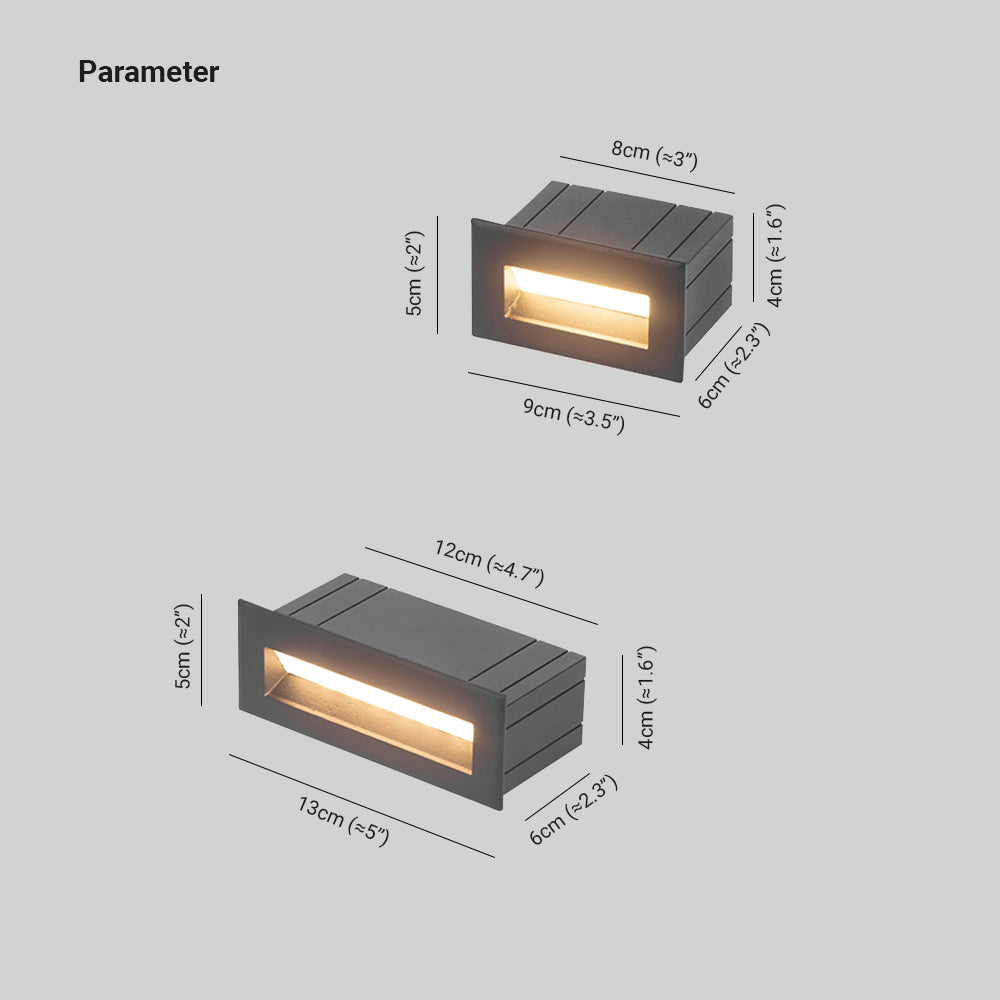 Calvorn Luminária de Degrau Moderna Retangular Preta para Exterior