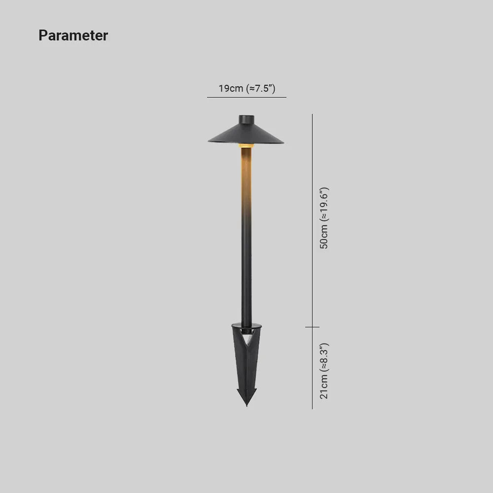 Balizador de Jardim Dorvenia Contemporâneo Preto com Design de Chapéu
