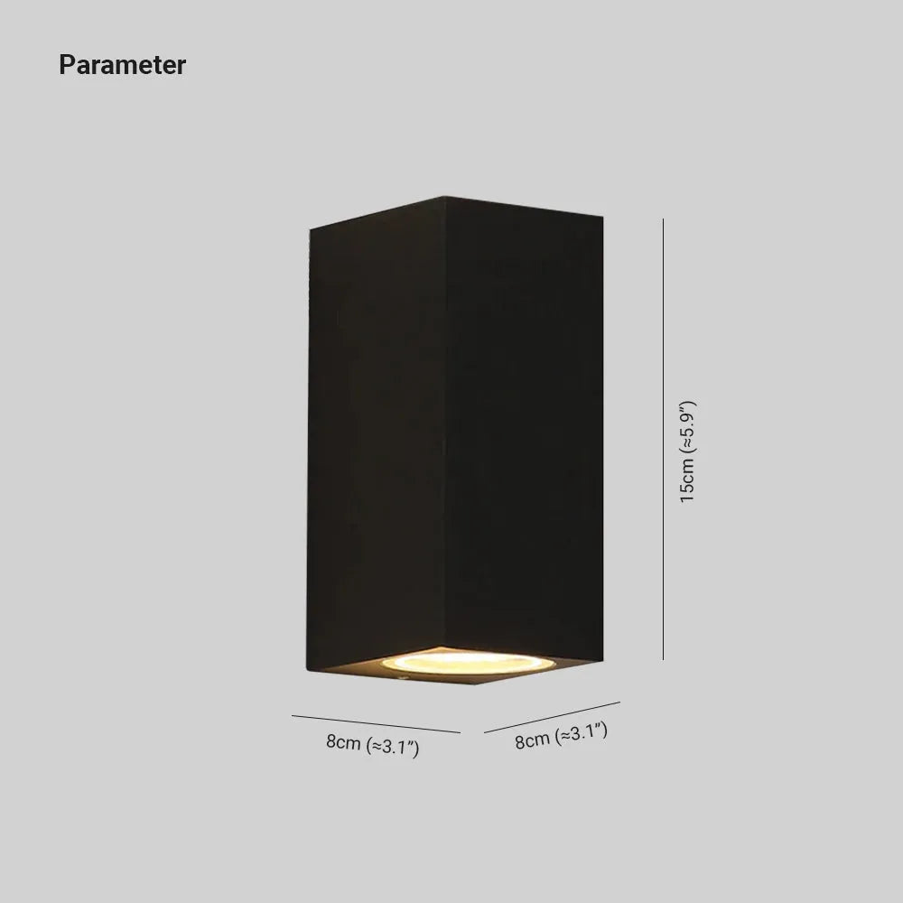 Luminária de Parede Externa Quadrada Minimalista Koraq, Preta