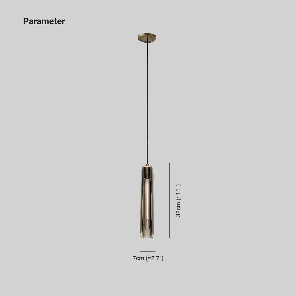 Luminária Pendente de Vidro Fumê Orinex com Detalhes em Latão