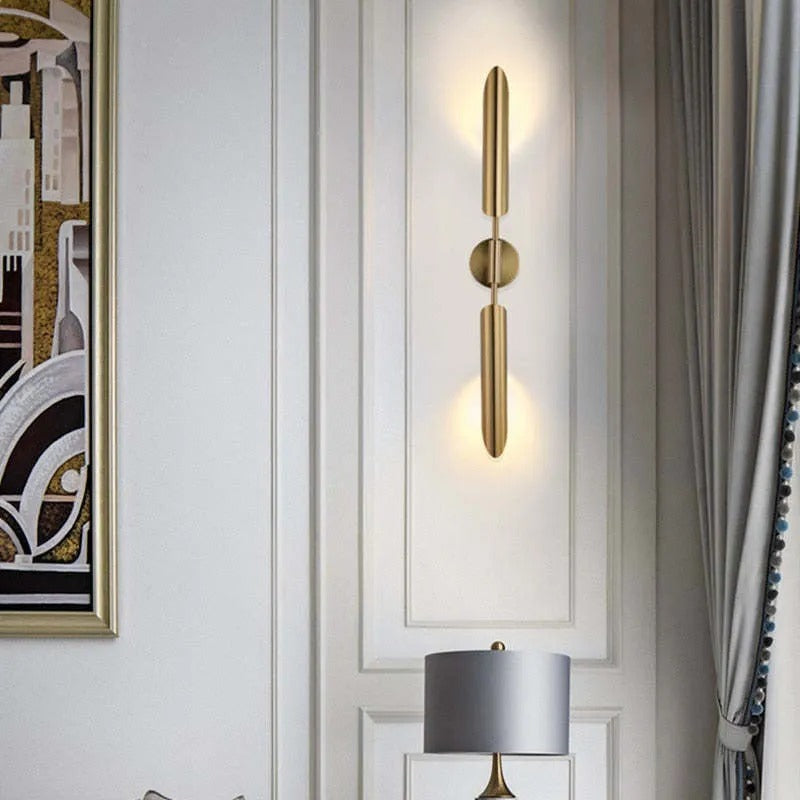 Arandela de Parede Zorva Luxuosa Dourada Dupla