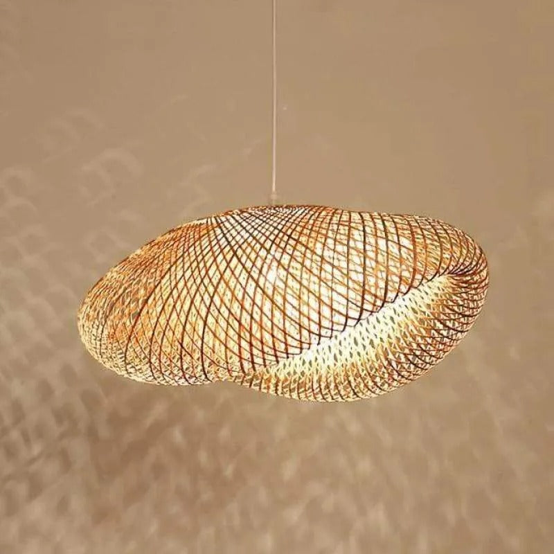 Luminária Pendente Veltrix de Bambu Natural para Ilha de Cozinha
