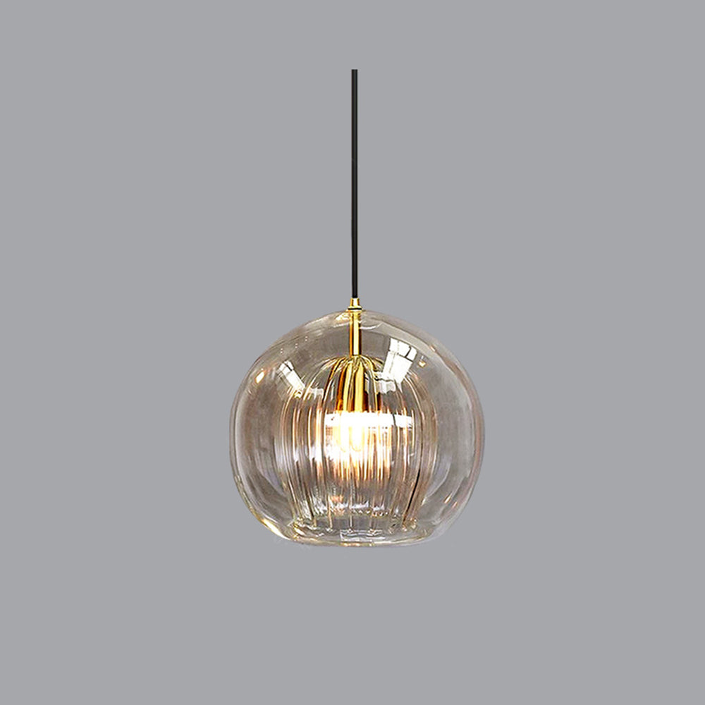 Luminária Pendente Althio Globo de Vidro Transparente Âmbar
