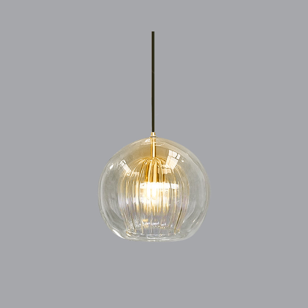 Luminária Pendente Althio Globo de Vidro Transparente Âmbar